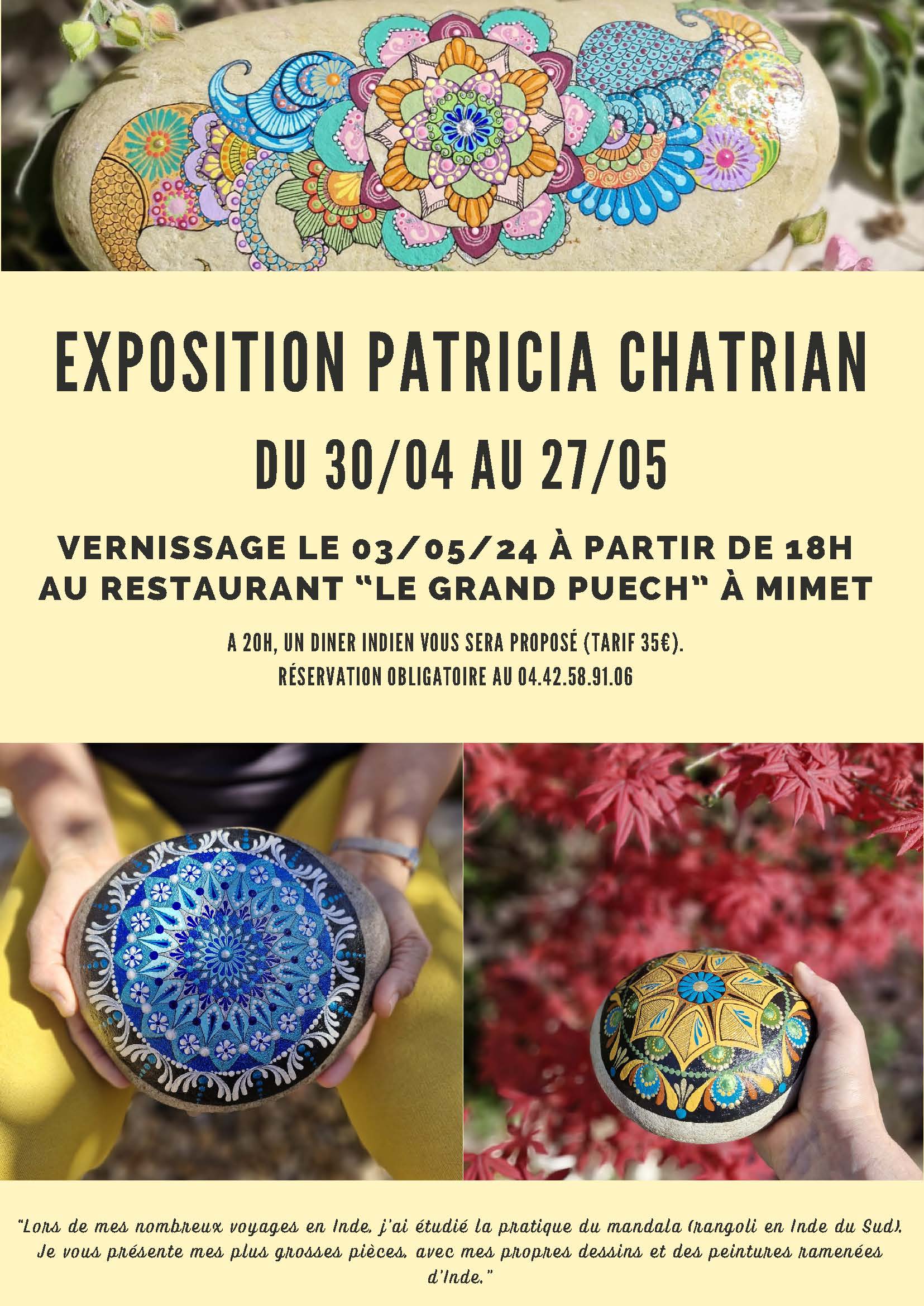 Exposition Mandala par Patricia Chatrian au restaurant le Grand Puech à Mimet !