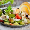 Filets de Rouget à la plancha, salade d’été, tomates, olives et citron confit